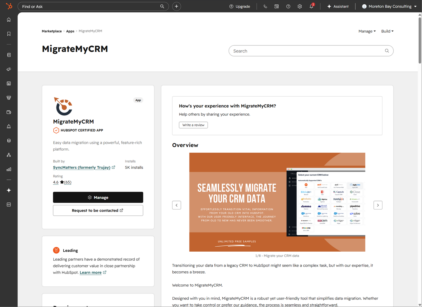 MigrateMyCRM HubSpot Marketplace