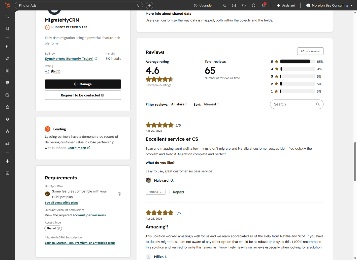 MigrateMyCRM HubSpot Marketplace Detail