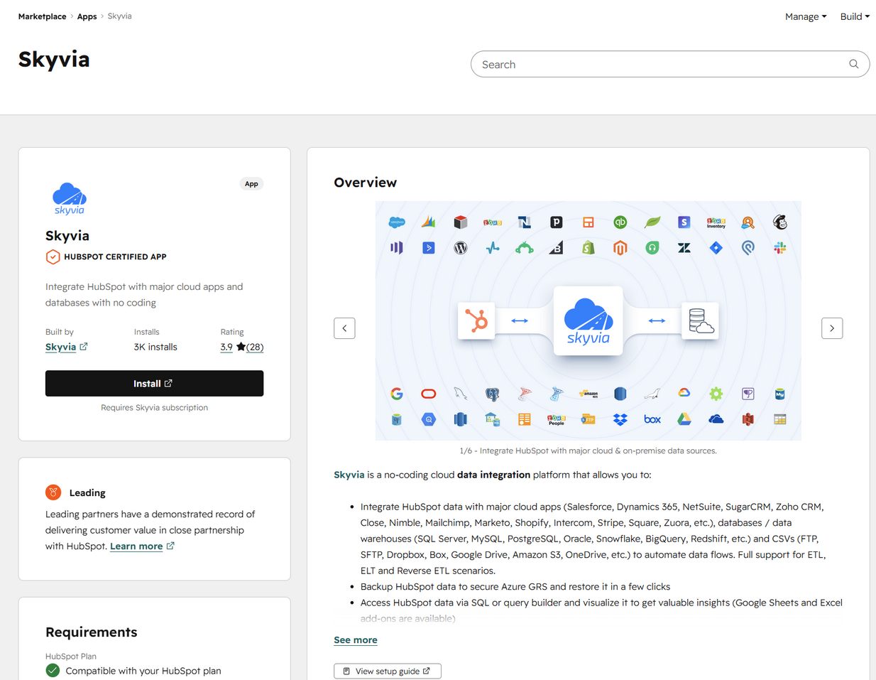 Skyvia HubSpot Marketplace